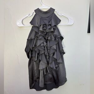 New York & Company Charcoal Ruffle Blouse